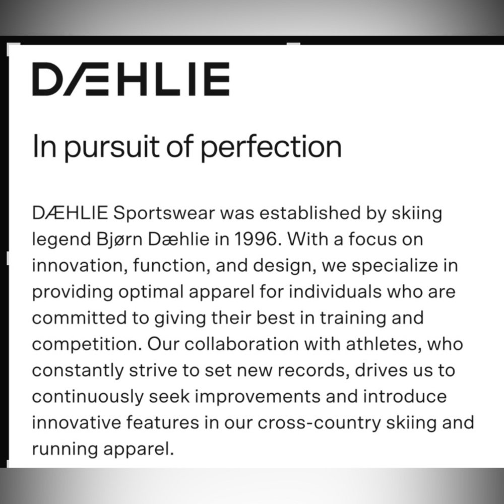 Daehlie high tech, designer sportswear